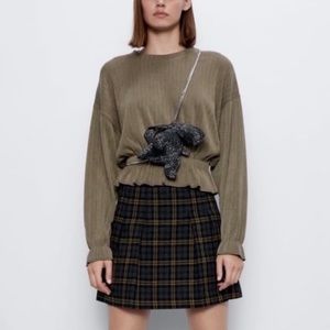 ‼️SOLD‼️ Zara Peplum Hem Ribbed Sweater in Olive Green Size Medium